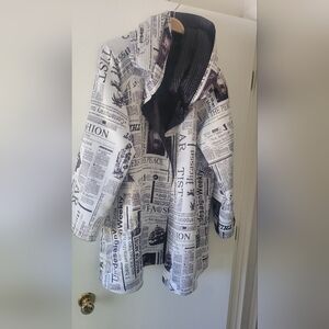 Elegant Newspaper Print/Black Coat